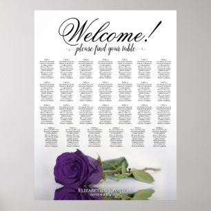 Elegant Royal Purple Rose 27 Table Seating Chart