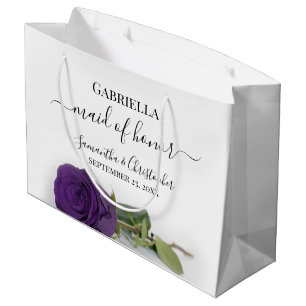 Elegant Royal Purple Rose Maid of Honour Wedding Large Gift Bag