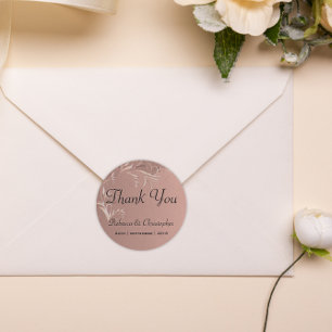 Elegant Royal Rose Gold WeddingThank You Classic Round Sticker