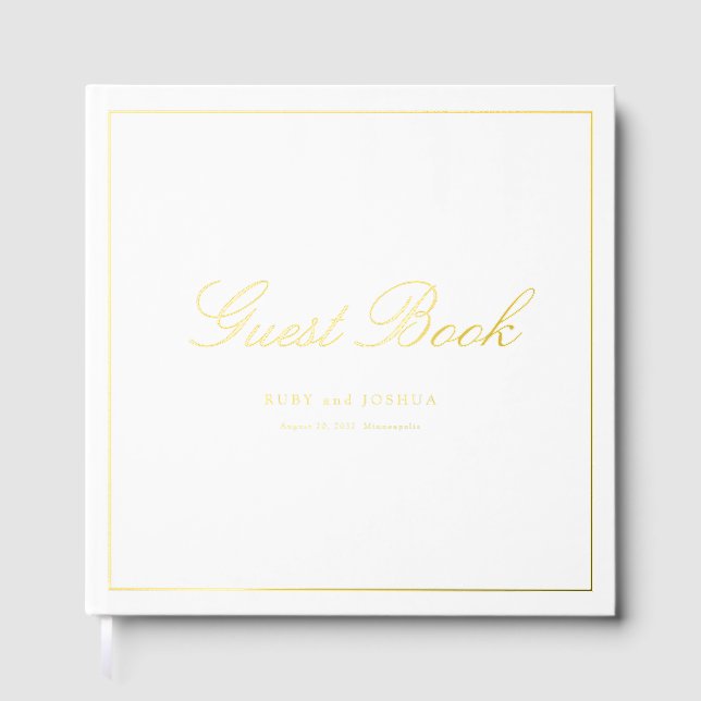 Elegant Royal Scripted Font Wedding Guest Book (Front)