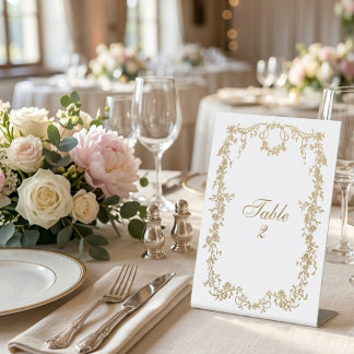 Elegant Royal White and Gold Luxury Floral Wedding Pedestal Sign