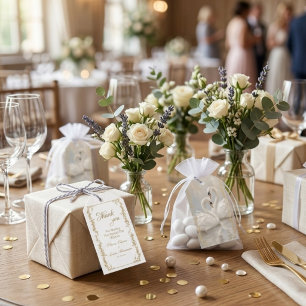 Elegant Royal White and Gold Premium Floral Weddin Gift Tags