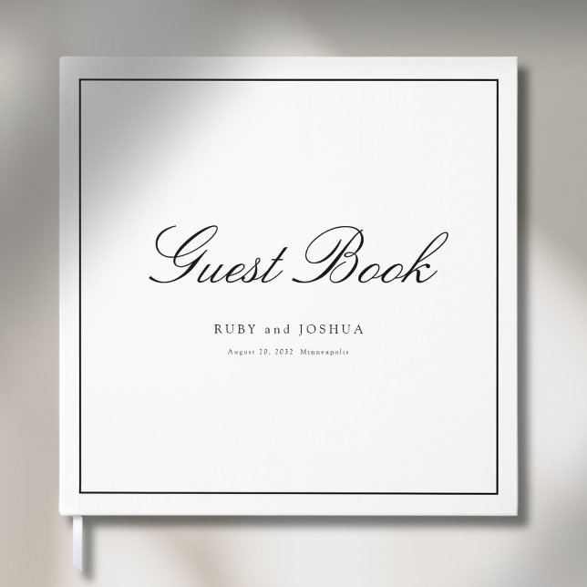 Elegant Royal White Scripted Font Wedding Guest Book (Elegant Royal White Scripted Font Wedding Guest Book)