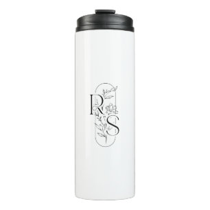 Elegant RS Floral Monogram with Freesia Thermal Tumbler