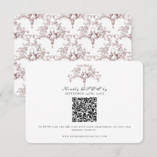 Elegant RSVP Burgundy Red French Toile Doves Art Card