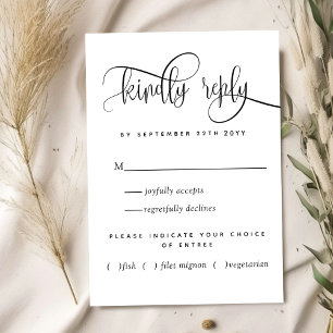 Elegant RSVP Card With Meals, Romantic Script