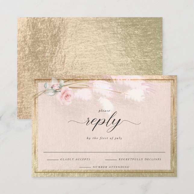 Elegant RSVP Dusty Pink Floral Card (Front/Back)