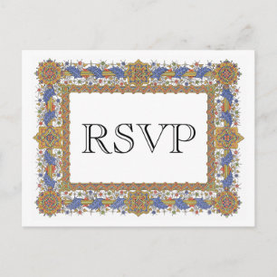 Elegant RSVP Gold Geometric Custom Postcard