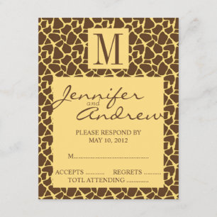 Elegant RSVP Monogram Safari Wedding Reply Card