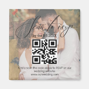 elegant rsvp qr code wedding faded photo magnet
