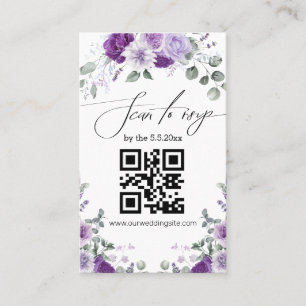 elegant rsvp qr code wedding purple floral card