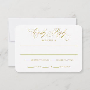 Elegant RSVP Reply Card   Charlene (Gold)