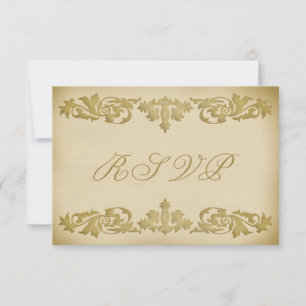 Elegant RSVP Response Cards Vintage Leaf Scroll