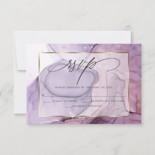 Elegant RSVP Rose Amethyst  Marble Ink Card