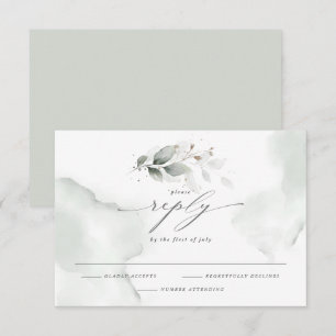 Elegant RSVP Watercolor Foliage Dusty Green Card