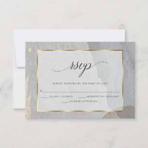 Elegant RSVP Watercolor Grey Granite Stone Card
