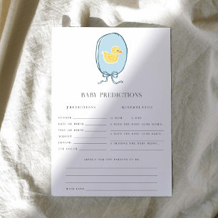Elegant Rubber Ducky Predictions Baby Shower Game 