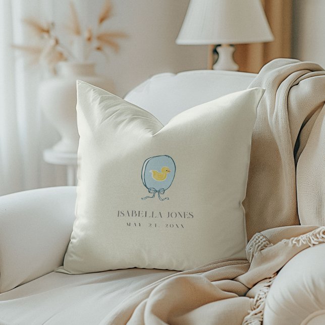 Elegant Rubber Ducky Ribbon Baby Cushion (Elegant Rubber Ducky Ribbon Baby Throw Pillow)