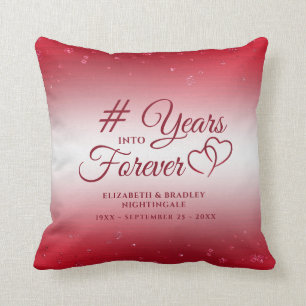 Elegant Ruby Anniversary Hearts YEARS INTO FOREVER Cushion