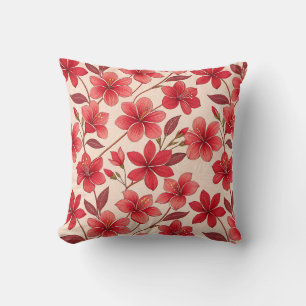 Elegant Ruby Bloom Cushion