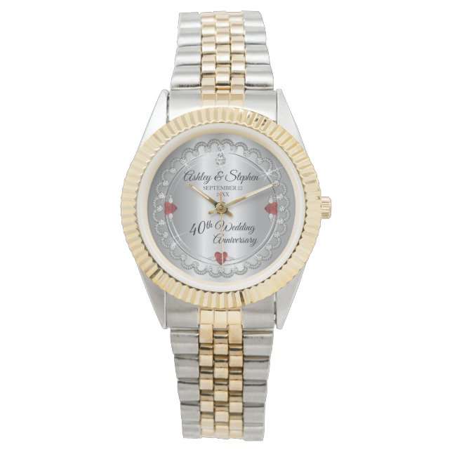 Elegant Ruby | Diamonds 40th Wedding Anniversary Watch (Front)