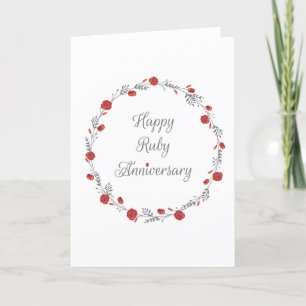 Elegant Ruby & Floral 40 Years Anniversary Card