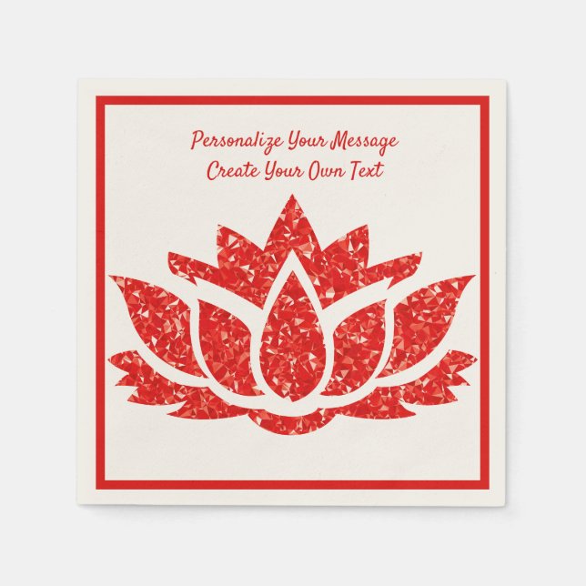 Elegant Ruby Gemstone Zen Lotus Yoga Personalise Napkin (Front)