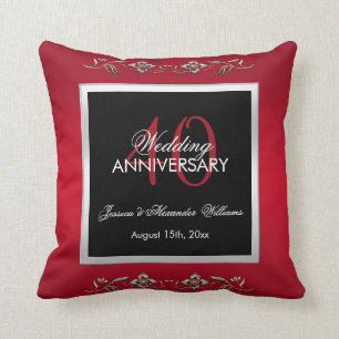 Elegant Ruby Gemstones 40th Wedding Anniversary Cushion