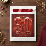 Elegant Ruby Red Gold 30th Birthday Thank You Favour Bag<br><div class="desc">Celebrate a milestone thirtieth birthday in spectacular style with these elegant ruby red and gold thank you treat bags. Featuring stunning 3D-style jewel-toned red numbers against a deep burgundy background, accented with elegant gold typography and subtle confetti, this chic design is perfect for a glamorous adult birthday celebration. Easily customize...</div>