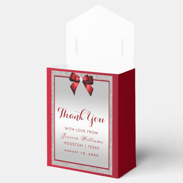 Elegant Ruby Red & Silver Glitter Birthday Favour Box (Opened)