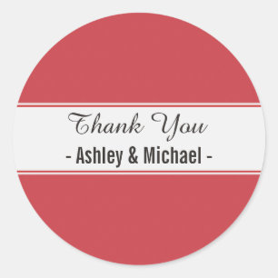Elegant Ruby Red Thank You Classic Round Sticker
