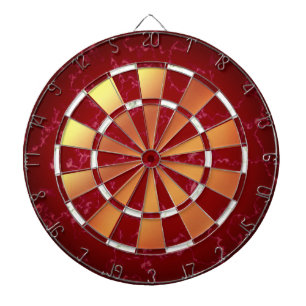 Elegant Ruby Red & White Marble on Copper Foil Dartboard