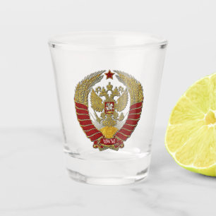 Elegant Russian Coat of Arms Monogram Shot Glass