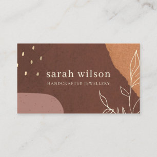 Elegant Rust Abstract Brown Orange Leafy Foliage Business Card