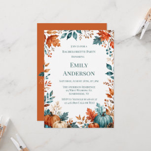 Elegant Rust and Teal Pumpkin Bachelorette Party Invitation