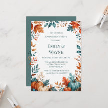 Elegant Rust and Teal Pumpkin Engagement Party