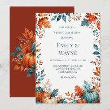 Elegant Rust and Teal Pumpkin Wedding