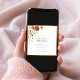 Elegant Rust Burnt Orange Floral Bridal Shower Invitation