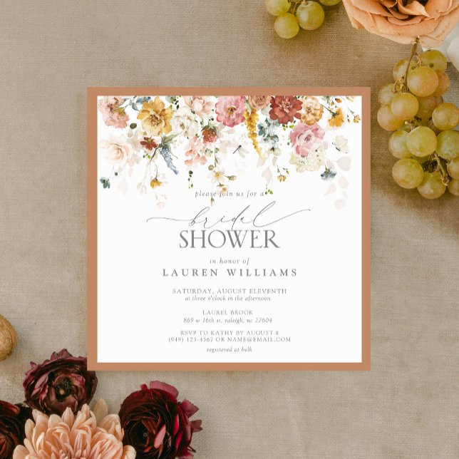 Elegant Rust Burnt Orange Watercolor Bridal Shower Invitation (Terracotta Charm: Embrace Love's Warmth at Our Bridal Shower)