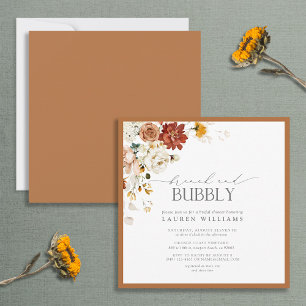 Elegant Rust Orange Brunch & Bubbly Shower Invitat Invitation