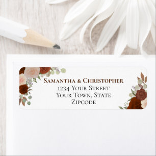 Elegant Rust Orange Floral Wedding Return Address Label