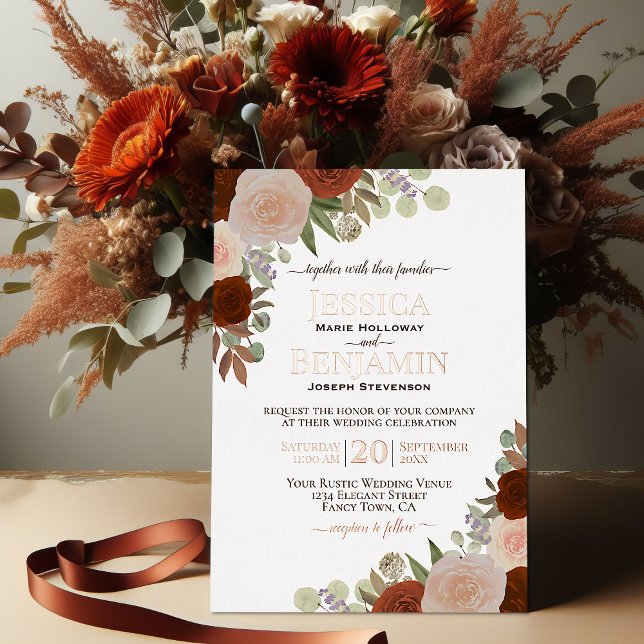 Elegant Rust Orange Floral with Rose Gold Wedding (Creator Uploaded)