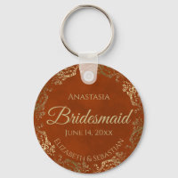 Elegant Rust Orange & Gold Bridesmaid Wedding Gift
