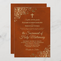 Elegant Rust Orange & Gold Modern Catholic Wedding