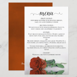 Elegant Rust Orange Rose Budget Wedding Menu