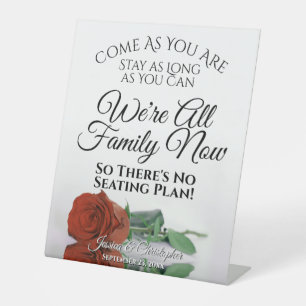 Elegant Rust Orange Rose Open Seating Wedding Pedestal Sign