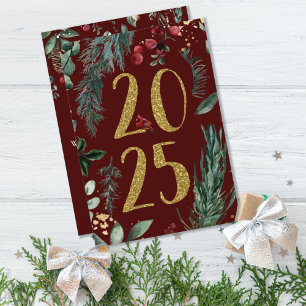 Elegant Rustic 2025 New Years Holiday Card