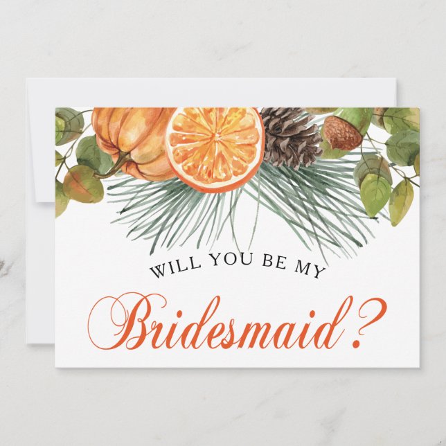 Elegant Rustic Autumn Bridesmaid Proposal Invitation (Front)