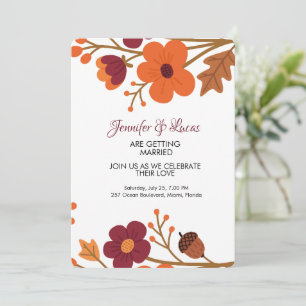 Elegant Rustic Autumn Floral Wedding  Invitation
