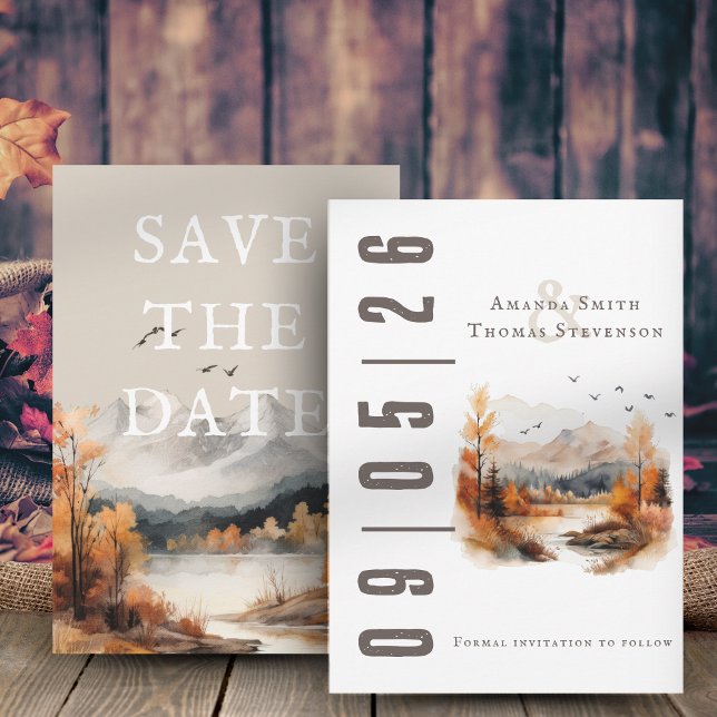 Elegant rustic autumn landscape save the date (Creator Uploaded)